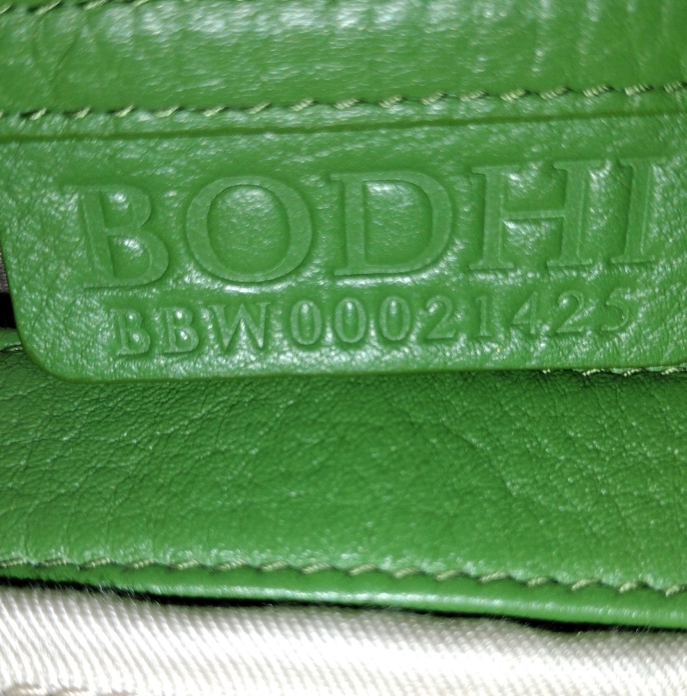 Vintage Vtg Y2k Xl Bodhi Leather Bright Green Hobo Bag Silver Chain Hardware - Picture 5 of 16